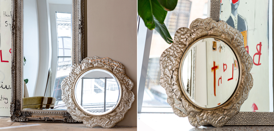 Зеркало Chlodio Crumpled Silver Mirror Зеркало Chlodio Crumpled Silver Mirror - Loft-Concept в Самаре