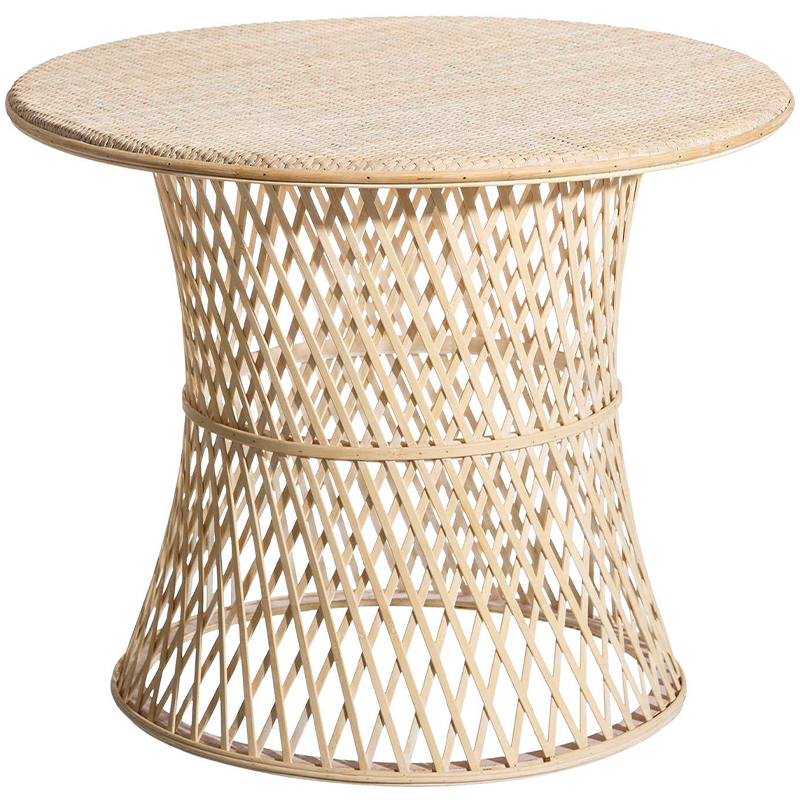 Круглый приставной стол из бамбука Woven Bamboo Side Table Бежевый в Самаре | Loft Concept 