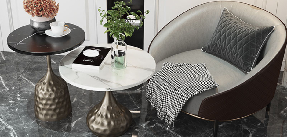 Приставной стол Cluster Surface Bronze White Stone Side Table Приставной стол Cluster Surface Bronze White Stone Side Table - Loft-Concept в Самаре