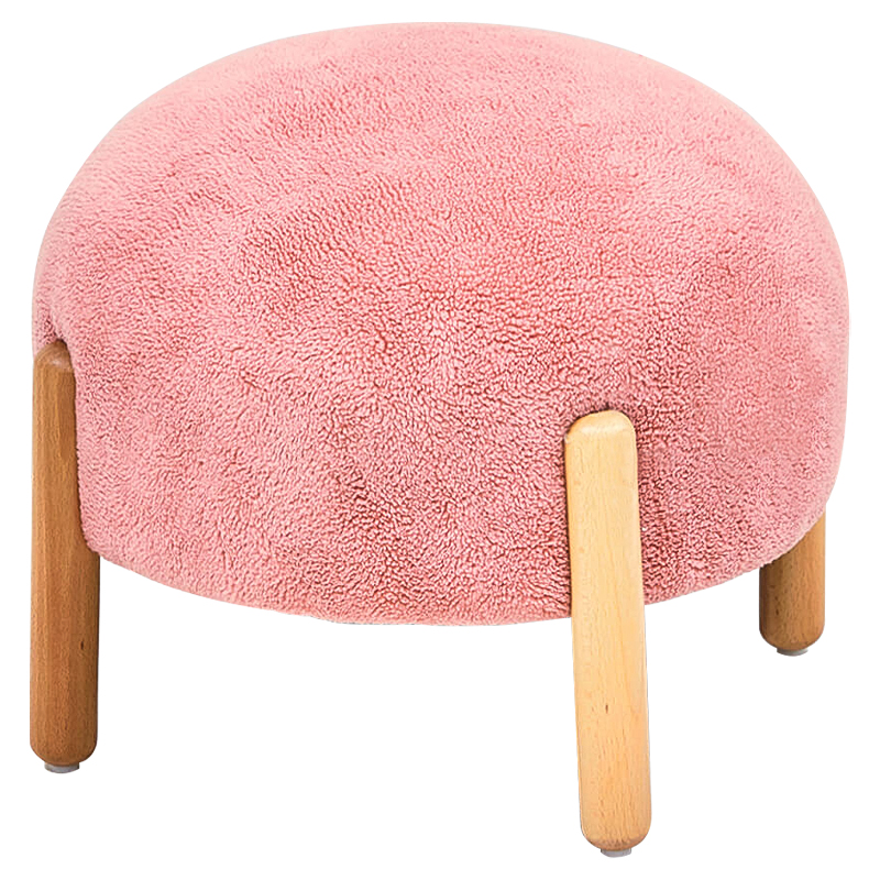 Пуф круглый на деревянных ножках Ralfie Pouf Pink Розовый Древесина в Самаре | Loft Concept 