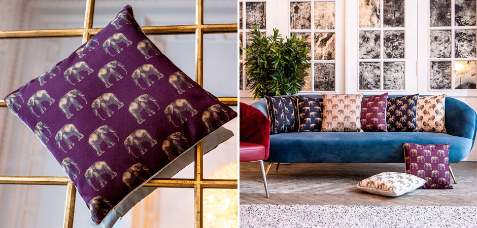 Декоративная подушка с узором из слонов Home Safari Red - Loft-Concept в Самаре