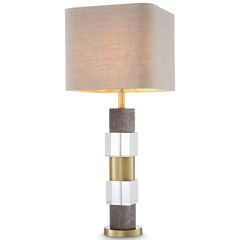 Настольная лампа Eichholtz Table Lamp Cullingham Grey Marble Латунь Прозрачное Стекло Серый Бежево-серый в Самаре | Loft Concept 