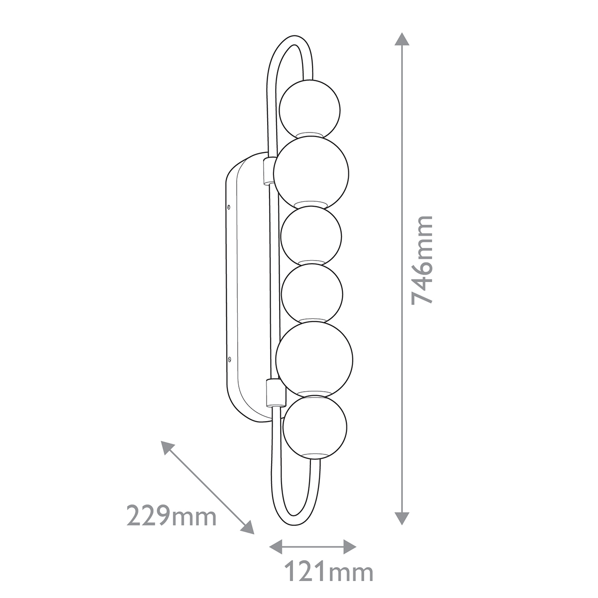 Бра цвета латунь с 6-ю рифлеными плафонами шаровидной формы Alora в Самаре