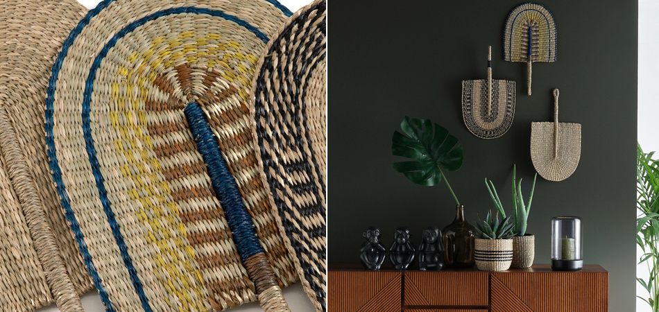 Африканский плетеный веер S-2 - фото №1