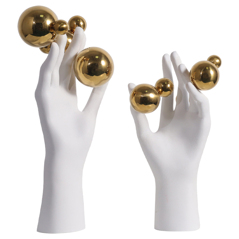 Декоративная статуэтка Hand with Spheres Statuette Белый Глянцевое золото в Самаре | Loft Concept 