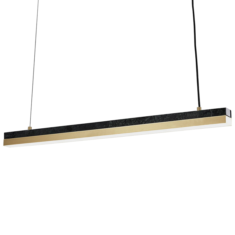 Линейный подвесной светильник Dominik Marble Linear Hanging Lamp Черный Мрамор Nero Золотой в Самаре | Loft Concept 