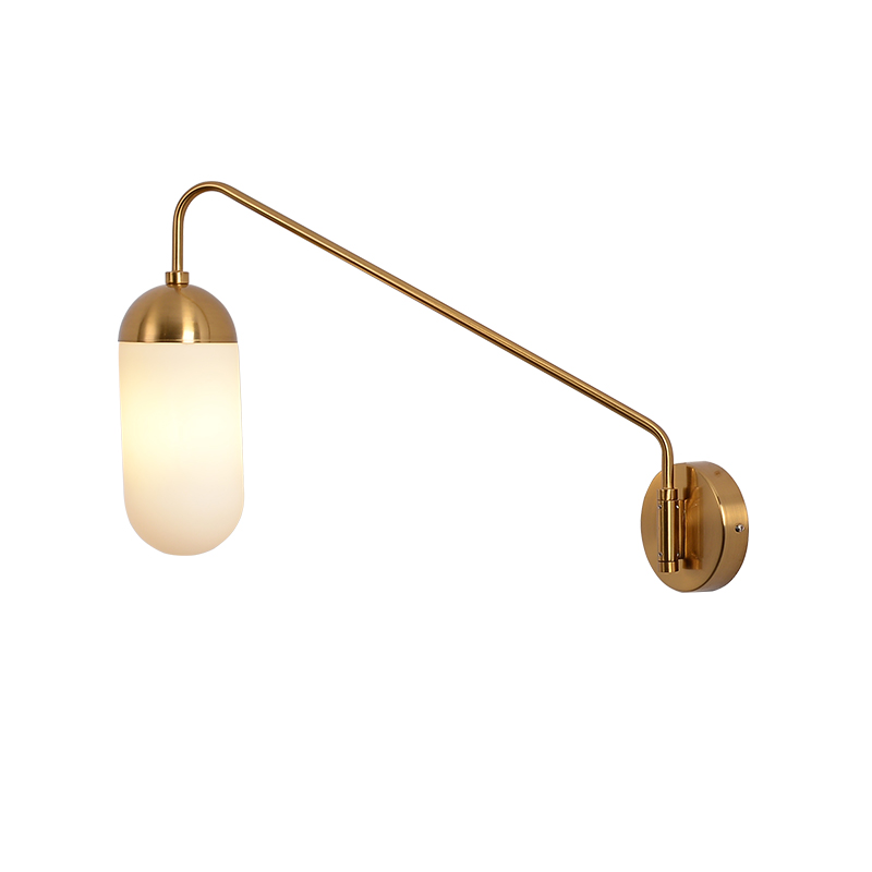 Бра Pelle Sconce, Long Gooseneck Clear Shade Латунь Белый в Самаре | Loft Concept 