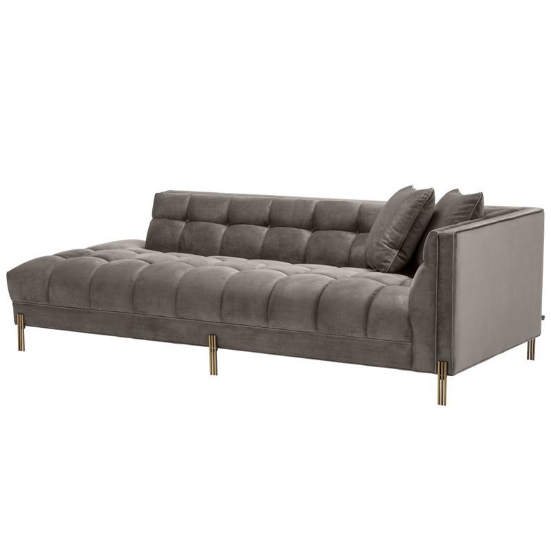 Кушетка Eichholtz Lounge Sofa Sienna Right Серый Матовая латунь в Самаре | Loft Concept 