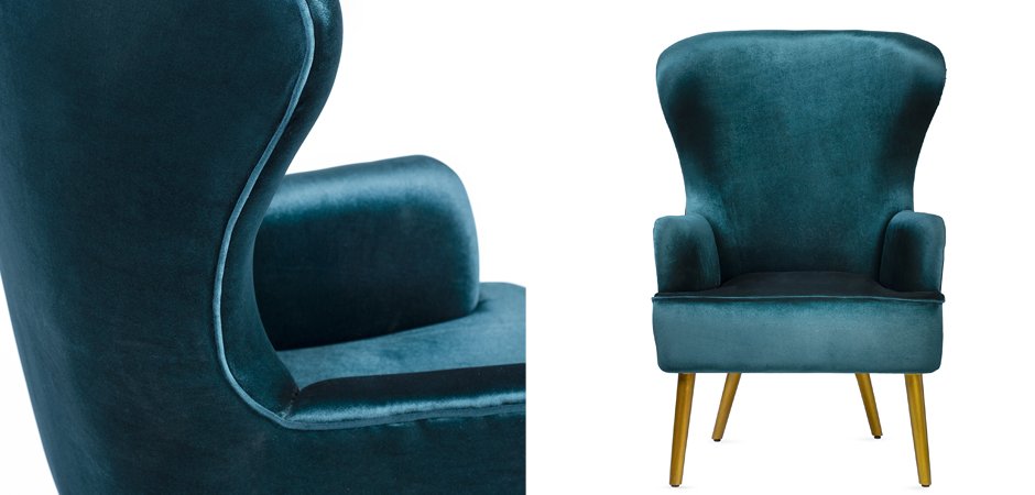 Кресло Wingback Dining Chair turquoise velor Кресло Wingback Dining Chair turquoise velor - Loft-Concept в Самаре