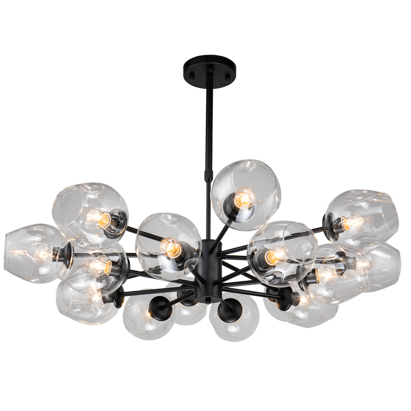 Люстра Branching Bubble Chandelier black 16 Черный Прозрачный в Самаре | Loft Concept 