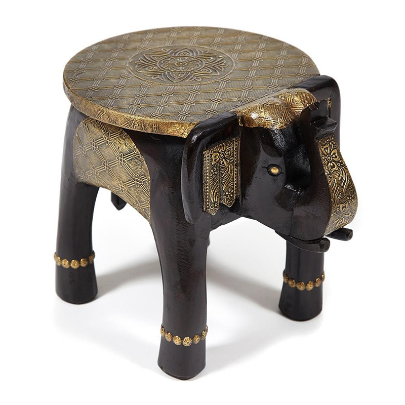 Журнальный стол Antique Indian Brass Mango Wood Elephant Table Черный Латунь в Самаре | Loft Concept 