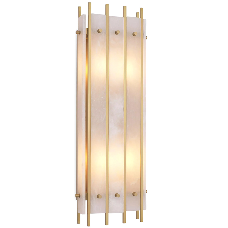 Бра Eichholtz Wall Lamp Sparks L Alabaster Латунь Бежевый Белый Мрамор Bianco в Самаре | Loft Concept 