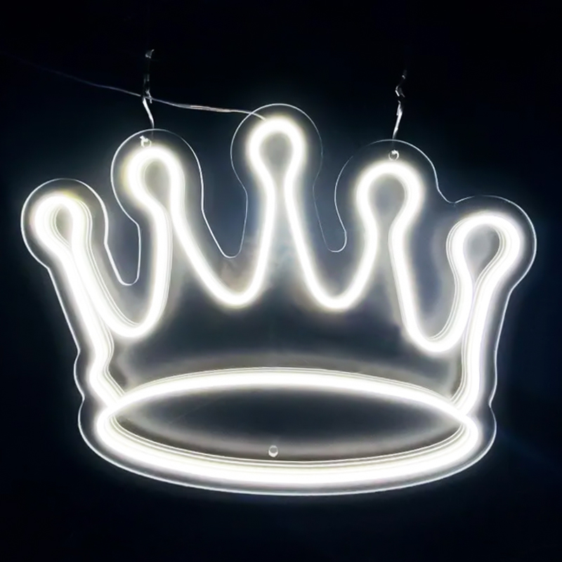 Неоновая настенная лампа Crown Neon Wall Lamp Белый Прозрачный в Самаре | Loft Concept 