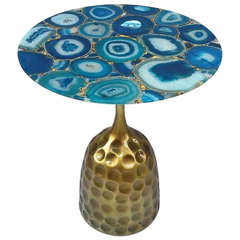 Приставной стол Cluster Surface Blue Agate Side Table Латунь Синий Бирюзовый в Самаре | Loft Concept 