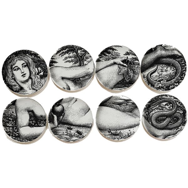 Тарелки FORNASETTI SET OF 8 "EVA" Черный в Самаре | Loft Concept 