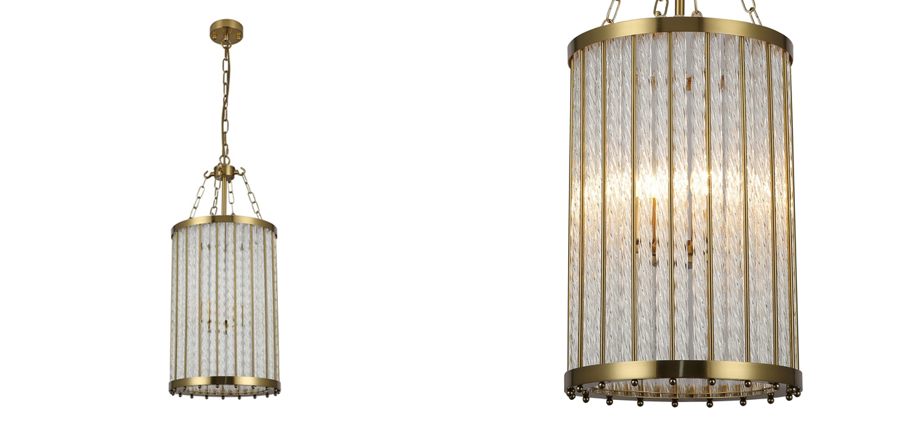 Люстра с плафоном из стеклянных закрученных трубочек Revolve D30 см - фото