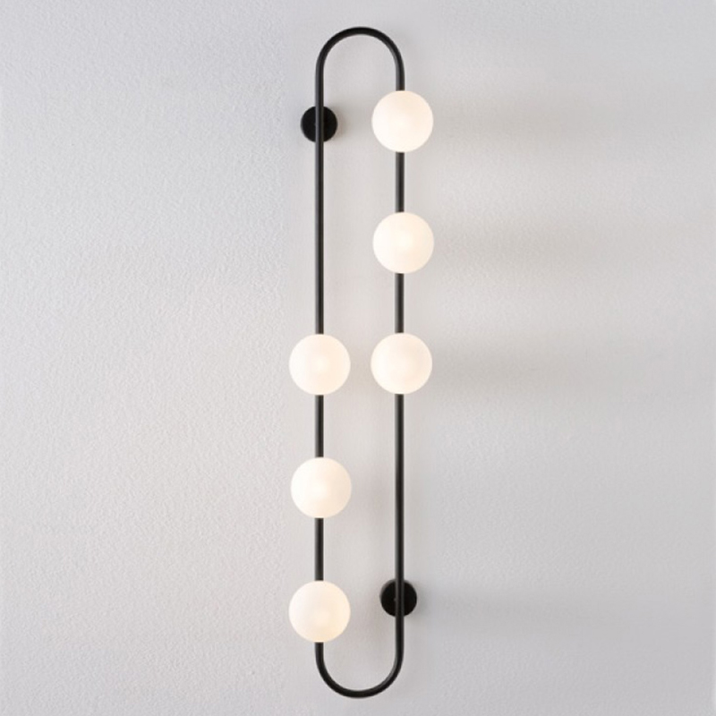 Бра HOOP WALL Lamp Black 6 Черный Белый в Самаре | Loft Concept 