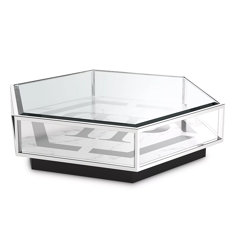 Кофейный стол Philipp Plein Coffee Table Falcon View Chrome Хром Белый Серый Черный в Самаре | Loft Concept 