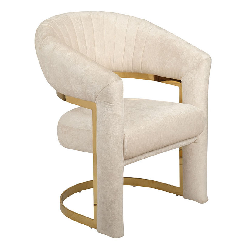 Полукресло Valbonne Chair cream velour Кремовый Глянцевое золото в Самаре | Loft Concept 