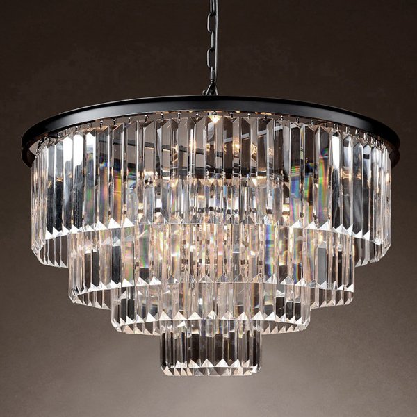 Люстра RH 1920s Odeon Clear Glass Fringe Chandelier -60 Черный в Самаре | Loft Concept 