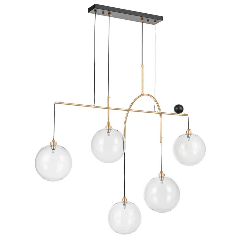 Люстра Five Hanging Balls Chandelier Золотой Прозрачный Черный в Самаре | Loft Concept 