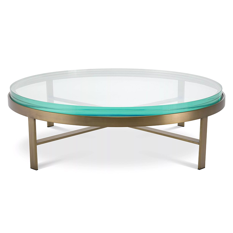 Кофейный стол Eichholtz Coffee Table Hoxton Латунь Прозрачное Стекло Бирюзовый в Самаре | Loft Concept 