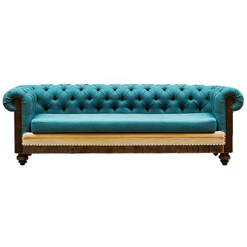 Диван Deconstructed Chesterfield Sofa triple turquoise Linen Коричневый Бирюзовый ivory ( слоновая кость ) в Самаре | Loft Concept 