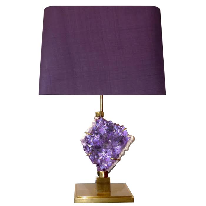 Настольная лампа Bronze and Amethyst Lamp Глянцевое золото Сиреневый в Самаре | Loft Concept 