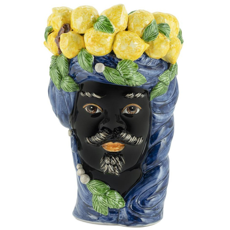 Ваза Vase Lemon Head Man Blue Синий Черный Желтый Зеленый в Самаре | Loft Concept 