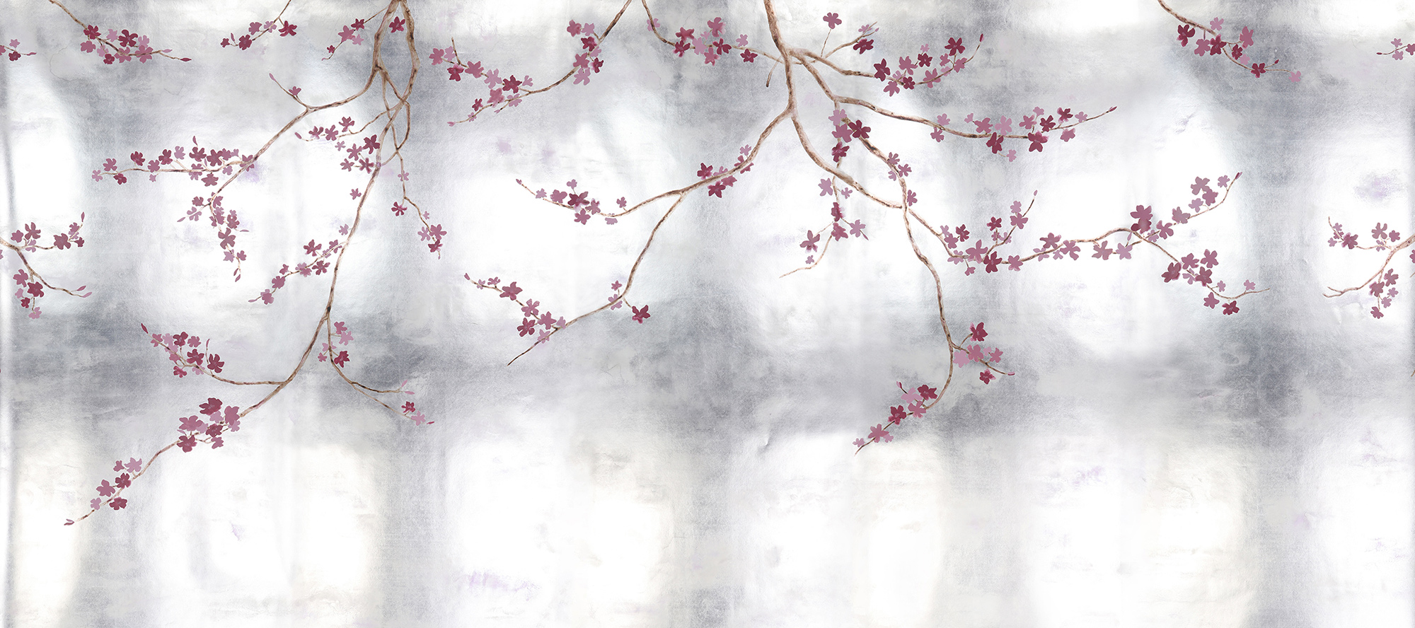 Обои ручная роспись Cherry Tree Special Colourway on Sterling Silver gilded paper Обои ручная роспись Cherry Tree Special Colourway on Sterling Silver gilded paper - постер Loft-Concept в Самаре