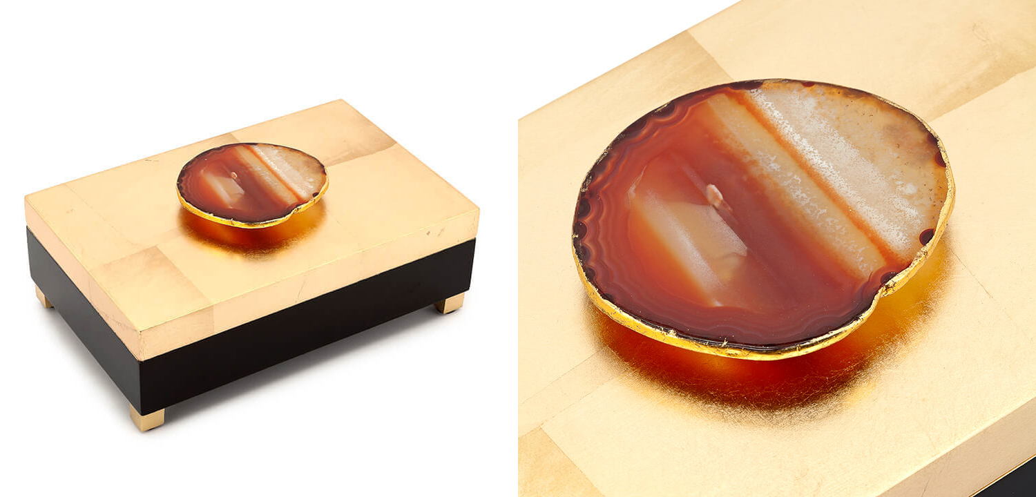 Шкатулка BOX KRIZIA gold with agate - фото