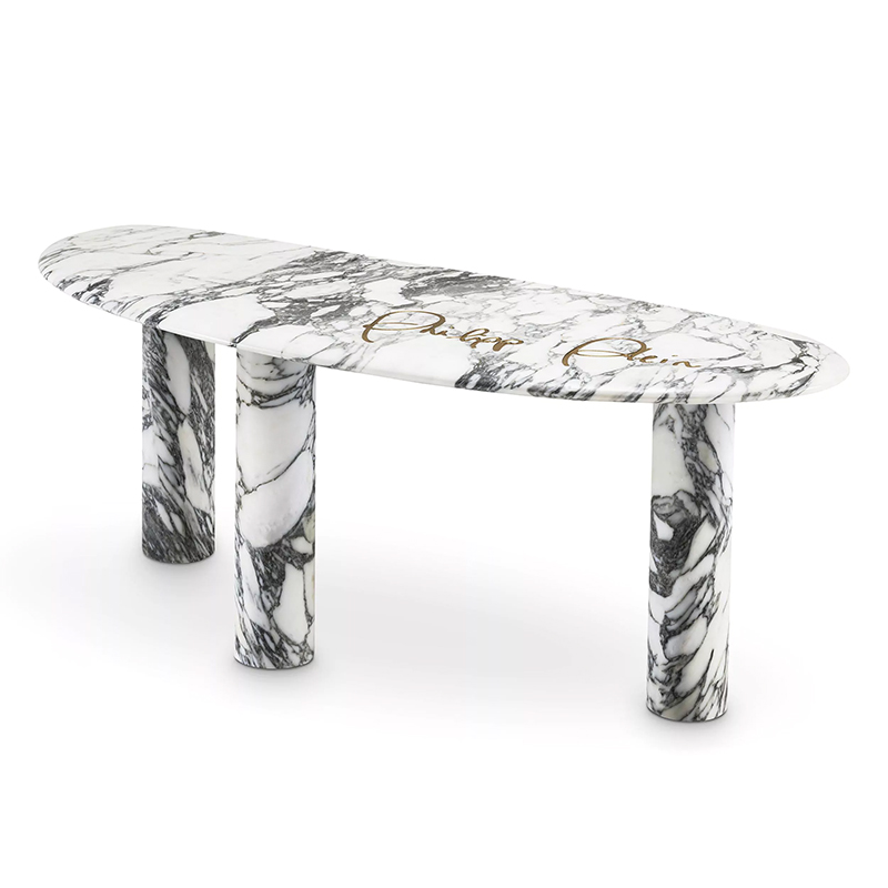 Консоль Philipp Plein Console Table Forte Белый Мрамор Bianco Золотой в Самаре | Loft Concept 