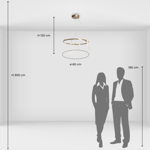 Люстра подвесная круглая золотого цвета с белыми изогнутыми световыми линиями Luke Lampco Tracer Lamp в Самаре