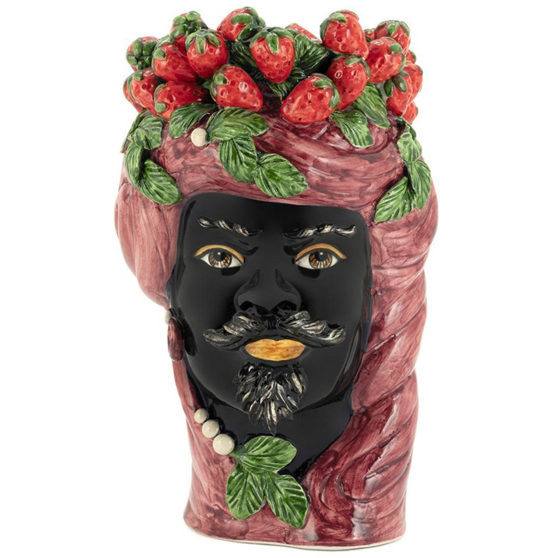 Ваза Vase Strawberries Head Man Bordeaux Бургундский красный Красный Черный Зеленый Мульти в Самаре | Loft Concept 