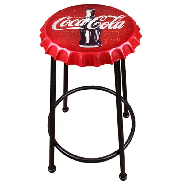 Барный стул Bottle Cap Coca & Cola Черный Красный в Самаре | Loft Concept 