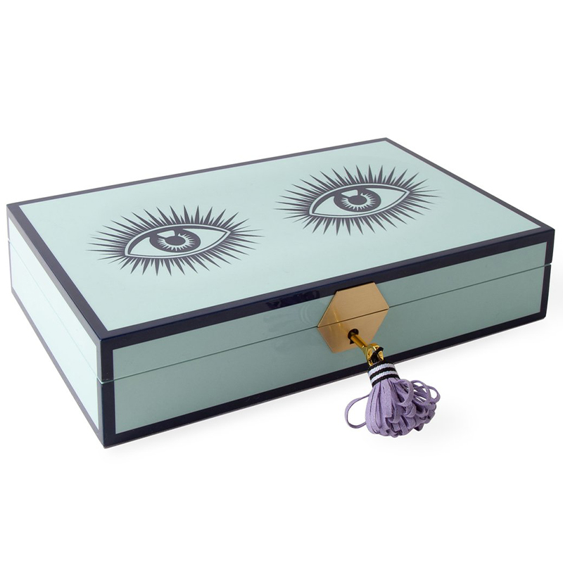 Шкатулка LE WINK LACQUER JEWELRY BOX  Jonathan Adler Мятный Сиреневый Темно-синий в Самаре | Loft Concept 