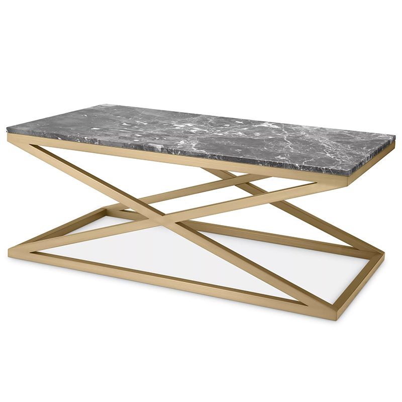 Кофейный стол Eichholtz Coffee Table Criss Cross Латунь Серый в Самаре | Loft Concept 