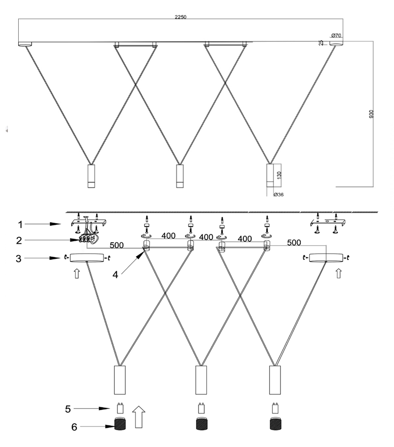 Wireflow LED White Suspension lam 3 патрона в Самаре