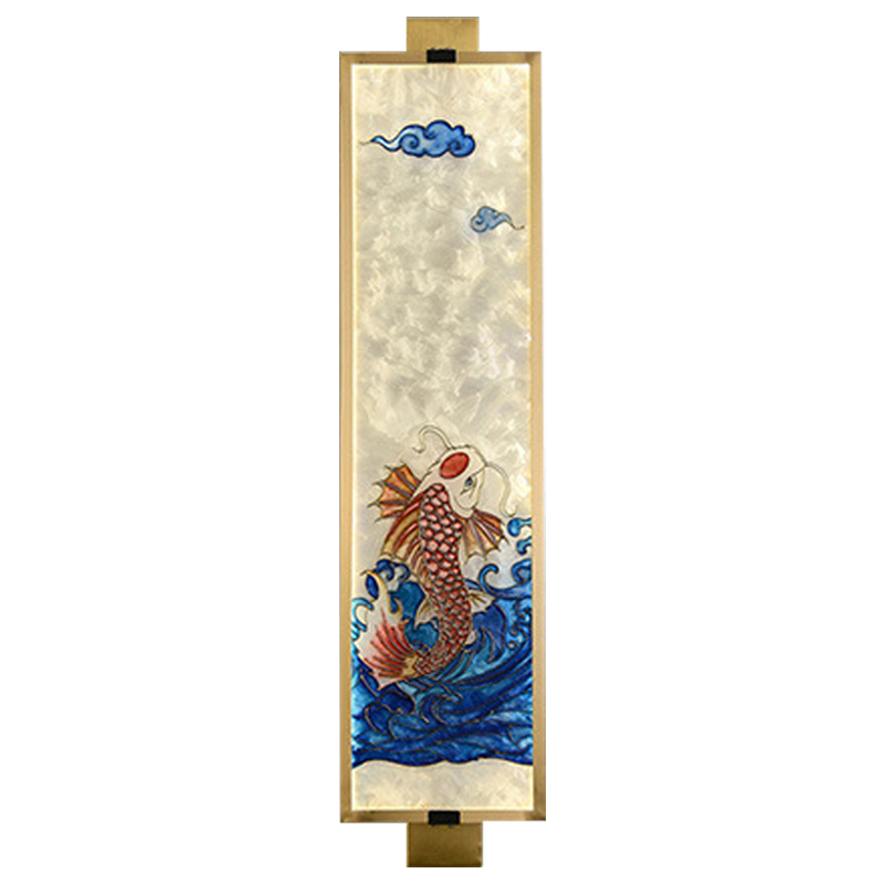 Настенный светильник Red Fish Oriental Scenes Wall Lamp Мульти Золотой Синий Красный в Самаре | Loft Concept 