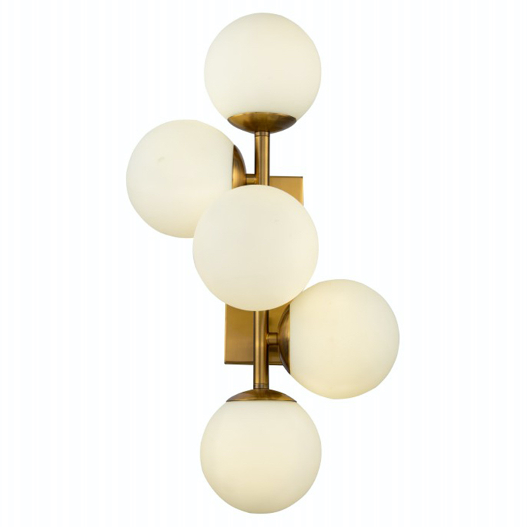 Бра White Balls Sconces Белое матовое стекло Латунь в Самаре | Loft Concept 