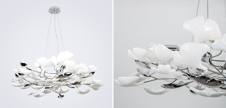Декоративная люстра Wintery flover Silver с Белыми плафонами Декоративная люстра Wintery flover Silver с Белыми плафонами - Loft-Concept в Самаре