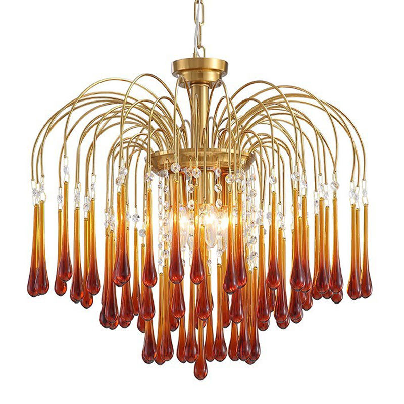 Дизайнерская люстра Amber Drops Chandelier Золотой Янтарный в Самаре | Loft Concept 