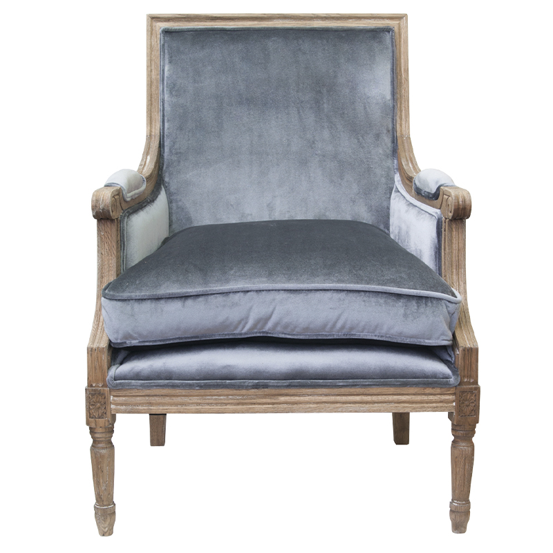 Кресло William Classical Armchair grey velvet Серый Коричневый в Самаре | Loft Concept 