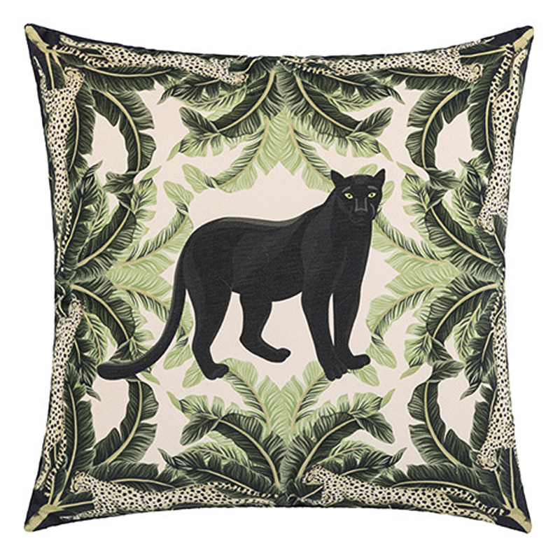 Декоративная подушка Черная Пантера Black Panther Cushion Бежевый Черный Зеленый в Самаре | Loft Concept 