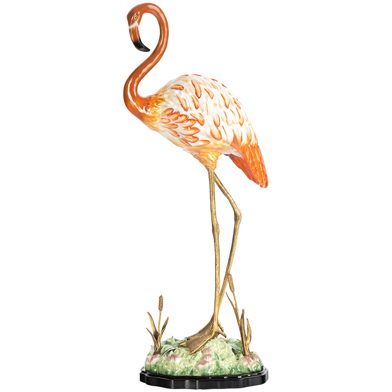 Декоративная статуэтка Flamingos Porcelain Statuette Красный Зеленый Бронза в Самаре | Loft Concept 