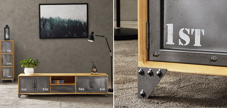 ТВ-тумба Loft Metal and Wood Quadruple ТВ-тумба Loft Metal and Wood Quadruple - Loft-Concept в Самаре
