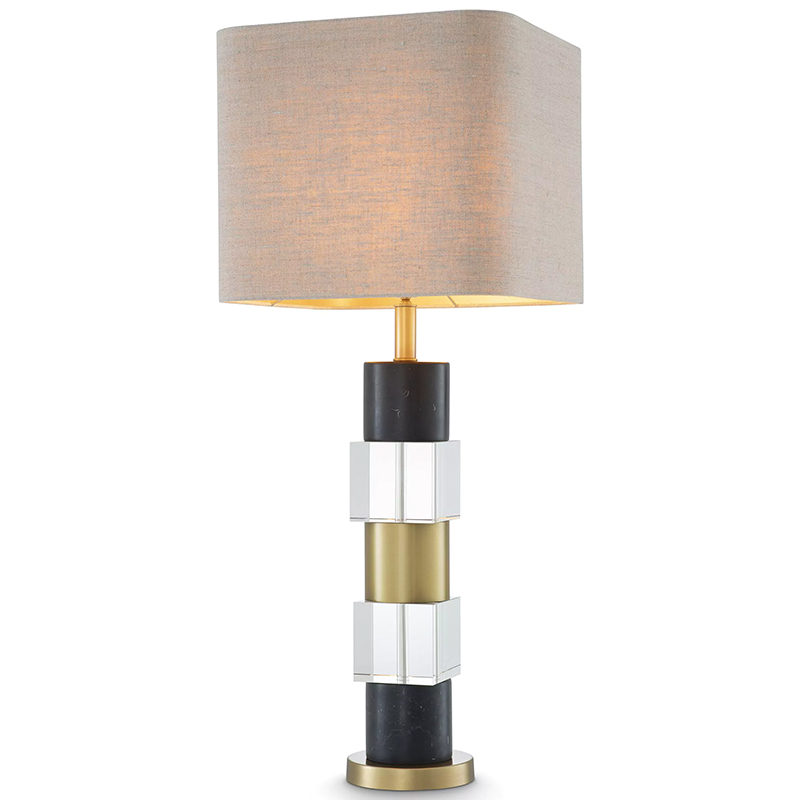 Настольная лампа Eichholtz Table Lamp Black Marble Черный Латунь Прозрачное Стекло Бежево-серый в Самаре | Loft Concept 