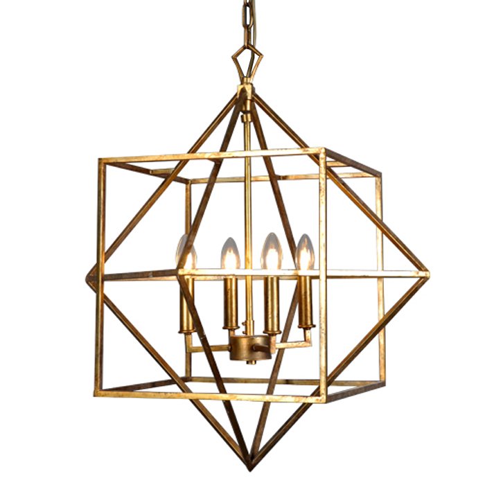 Подвесной светильник CUBIST Chandelier Gold 4 bulbs Золотой в Самаре | Loft Concept 