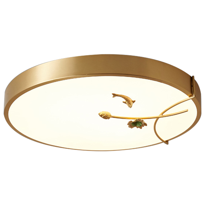 Круглый потолочный светильник Gold Fish Round Ceiling Lamp Золотой Золотой Белый Зеленый в Самаре | Loft Concept 