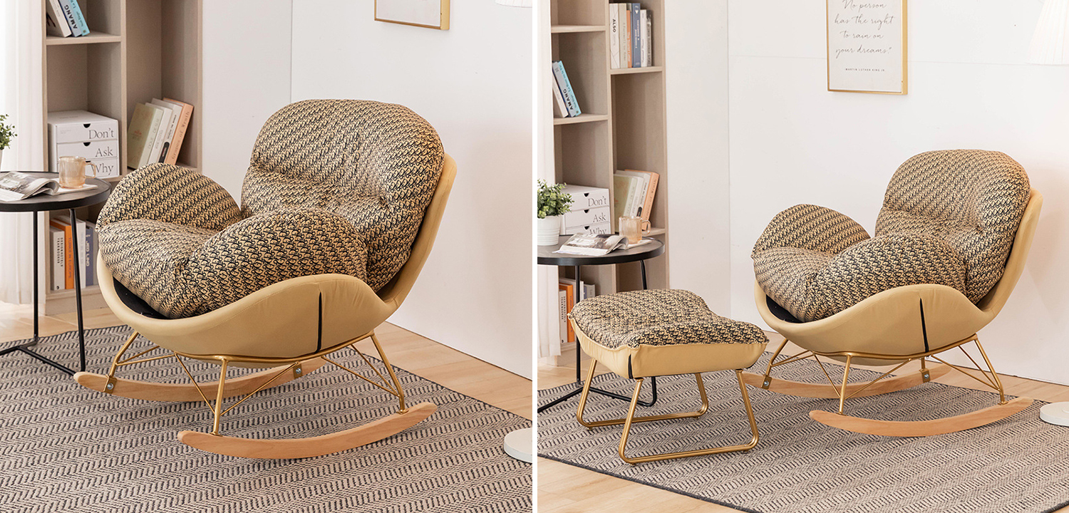 Кресло-качалка Dior Print Rocking Chair с банкеткой для ног - фото